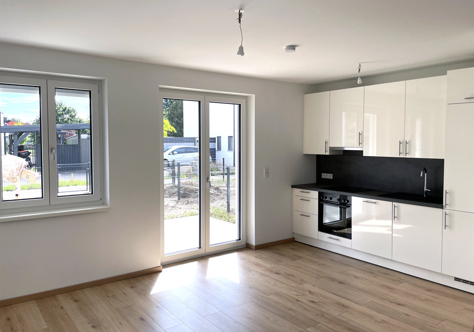 Fertig eingerichtete Einbauküche in den Mietwohnungen von Grünspecht in Dietersdorf/Hollabrunn.